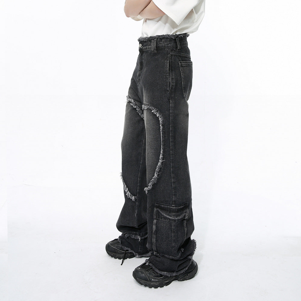 HEART Baggy Embroidered Jeans