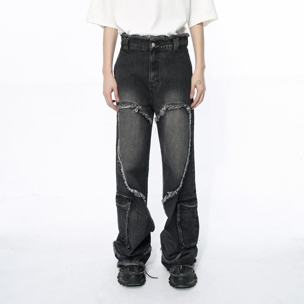 HEART Baggy Embroidered Jeans