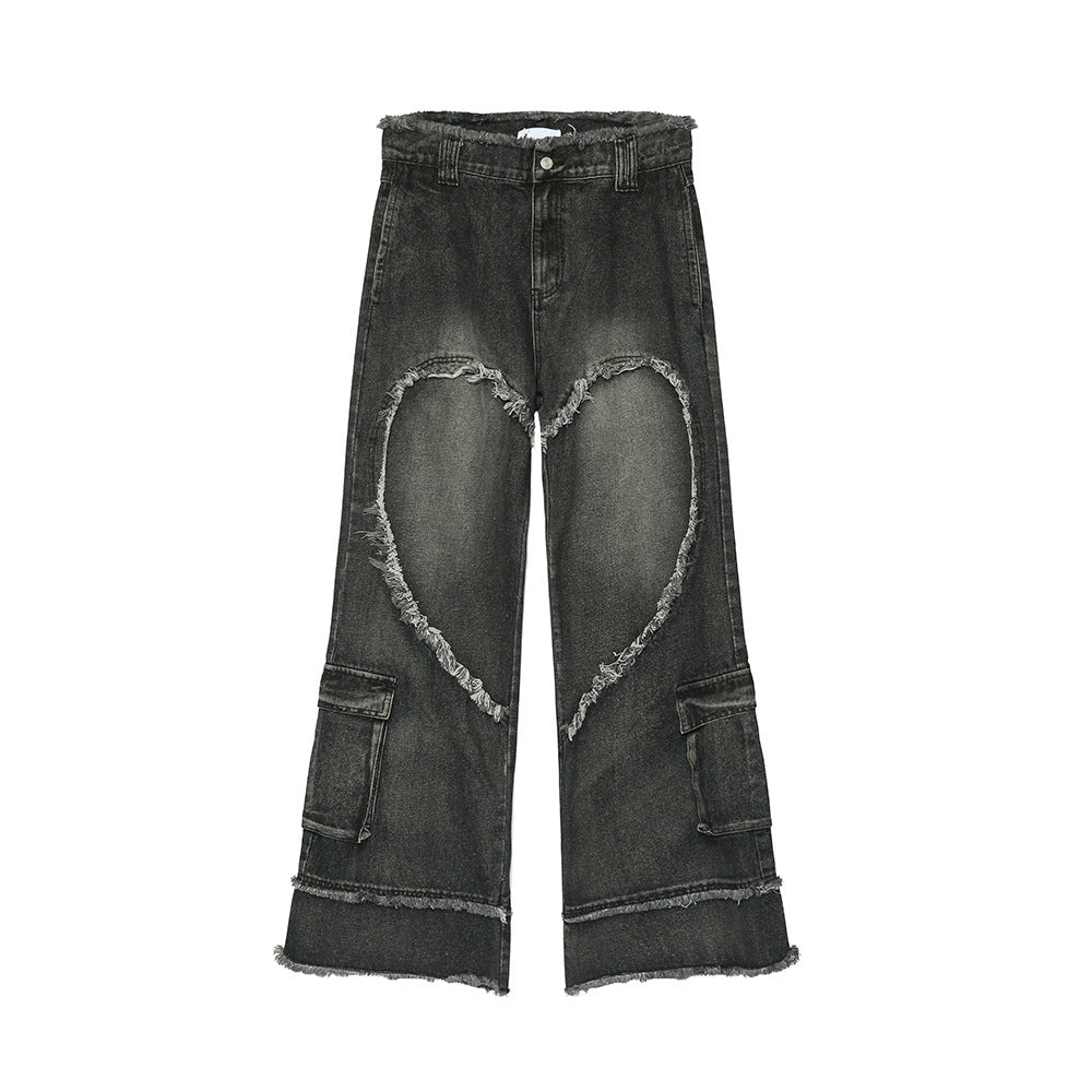 HEART Baggy Embroidered Jeans