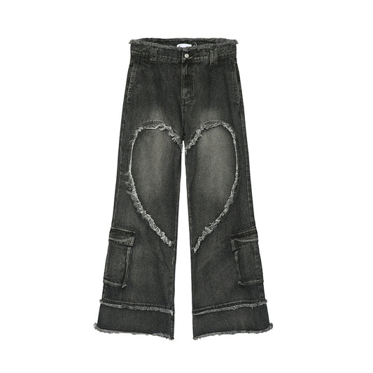 HEART Baggy Embroidered Jeans