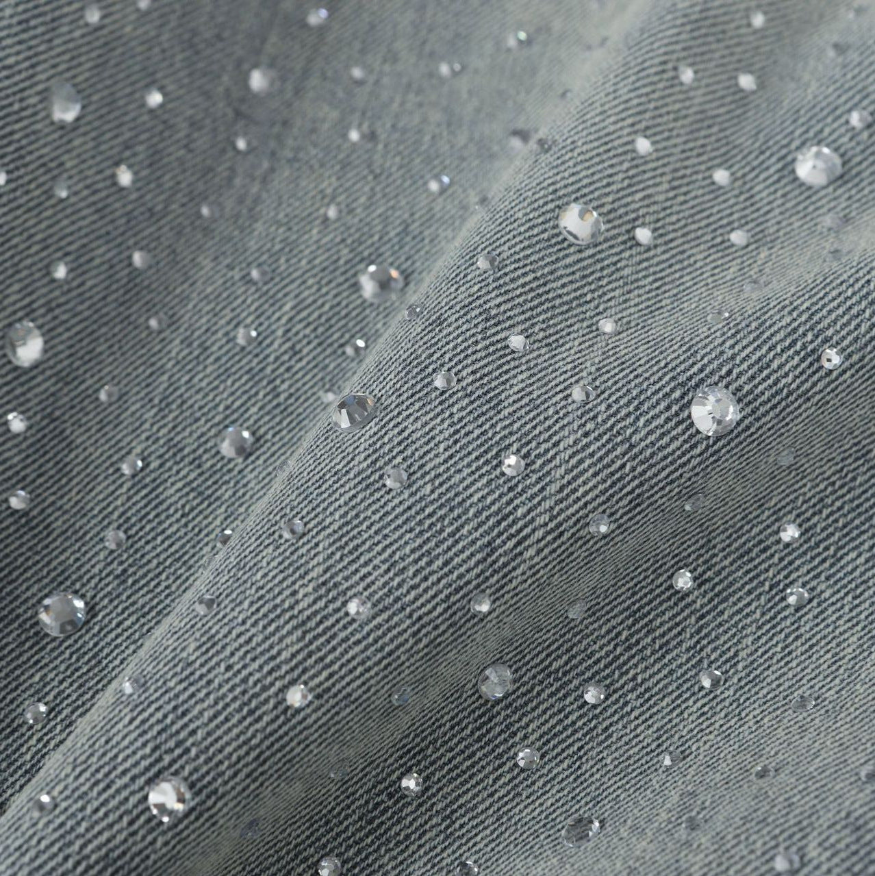 Rigid Baggy Rhinestone Washed Jeans