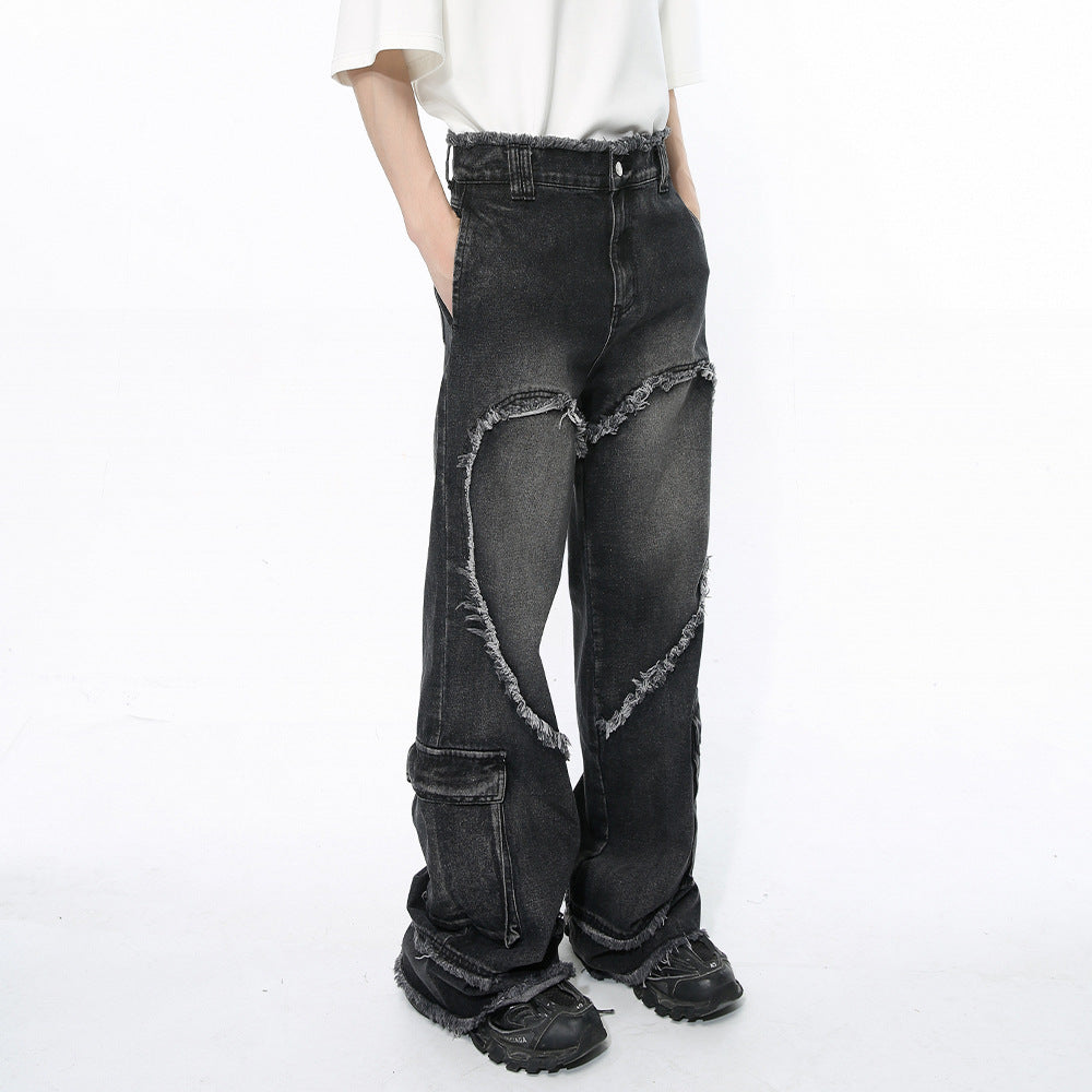 HEART Baggy Embroidered Jeans